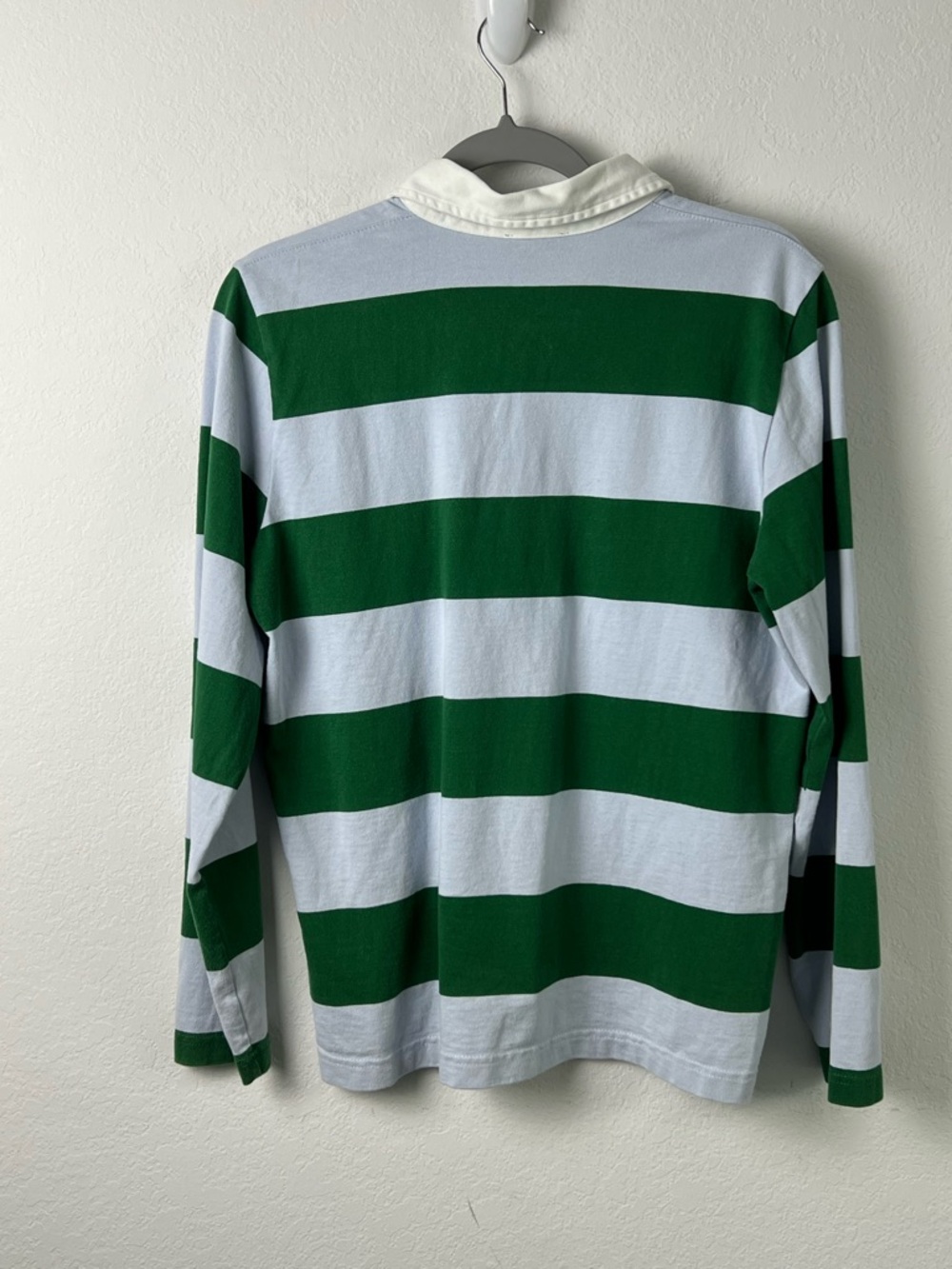 J. Crew Always Green, Blue & White Long Sleeve Rugby Polo Shirt - Picture 3 of 11
